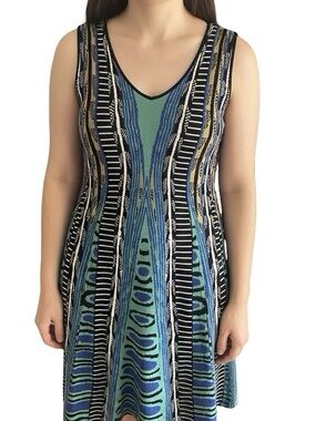 NIC+ZOE Multicolor Patterned Sleeveless Knit Tank - Blue, Green, Black